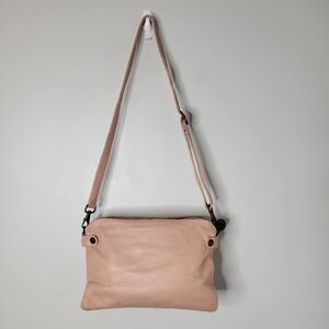 Minimalist Blush Pink Leather Crossbody Bag